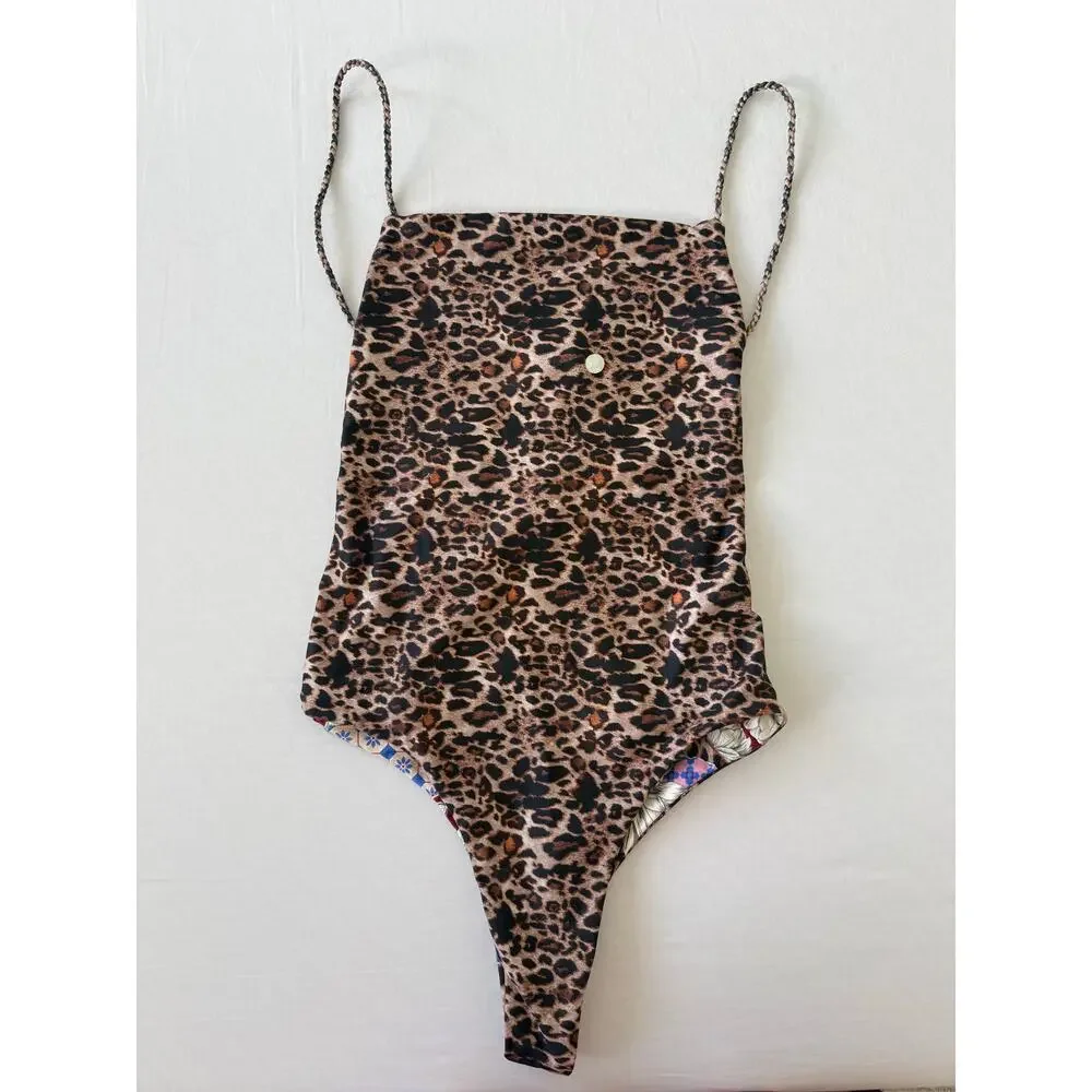 Agua Bendita One Piece Reversible Kali Quilt Animal Print size S NWT *Imperfect